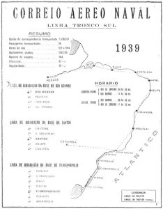 Rotas operadas pelo Correio Aéreo da Marinha em 1939. (Marinha do Brasil via naval.com.br)